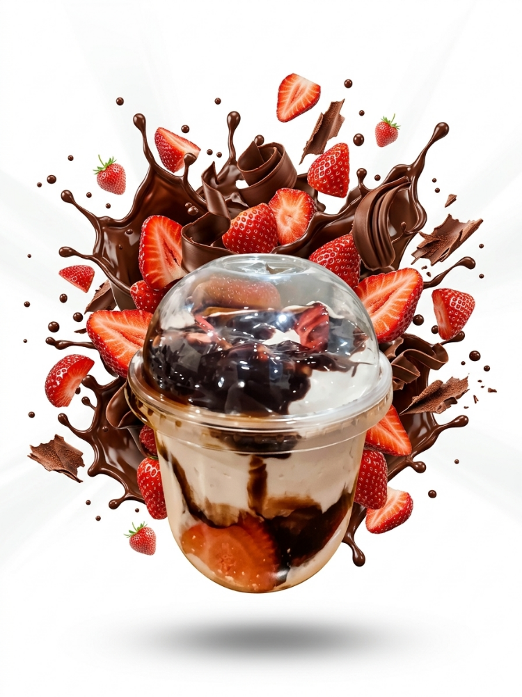 Fresas con crema y chocolate