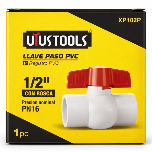 LLAVE PASO PVC 1/2 UYUSTOOLS CON ROSCA   XP102P