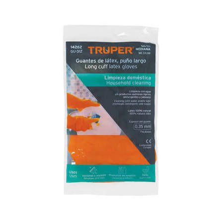 GUANTE DE LATEX , PUÑO LARGO TALLA M TRUPPER   14262