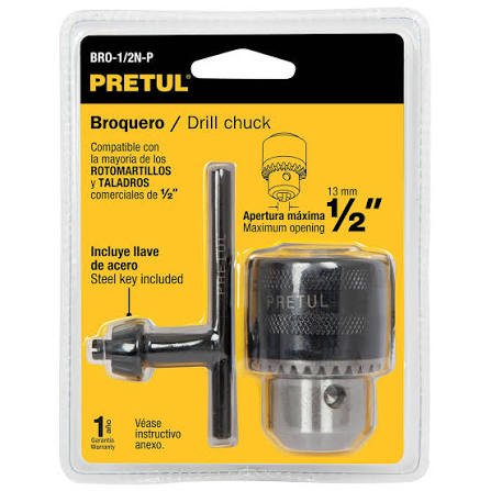 BROQUERO 1/2 LLAVE PARA TALADRO Y ROTOMARTILLO PRETUL 27038