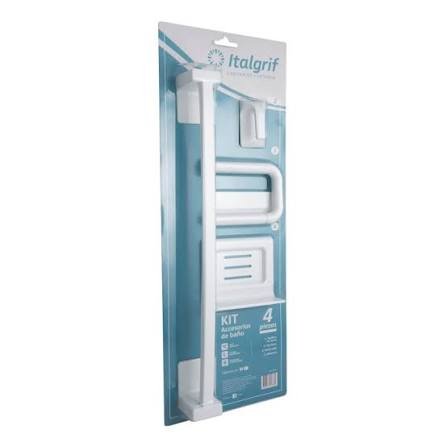 KIT ACCESORIO DE BAÑO PUNTO SAL  BLANCO 4 PZS ITALGRIF