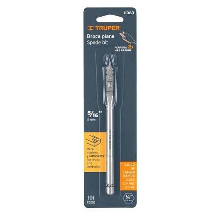 BROCA PLANA  5/16" PARA MADERA Y LAMINADOS TIPO MECHA TRUPPER  11363