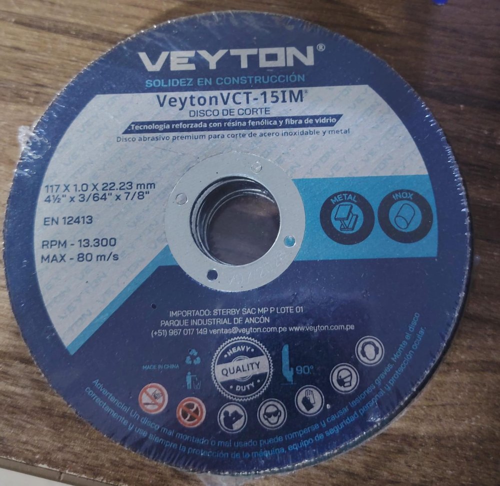 DISCO PARA ACERO INOXIDABLE  DE 4 1/2 VEYTON