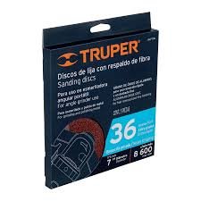 DISCO DE LIJA 7" CON RESPALDO DE FIBRA GRANO 36" TRUPER