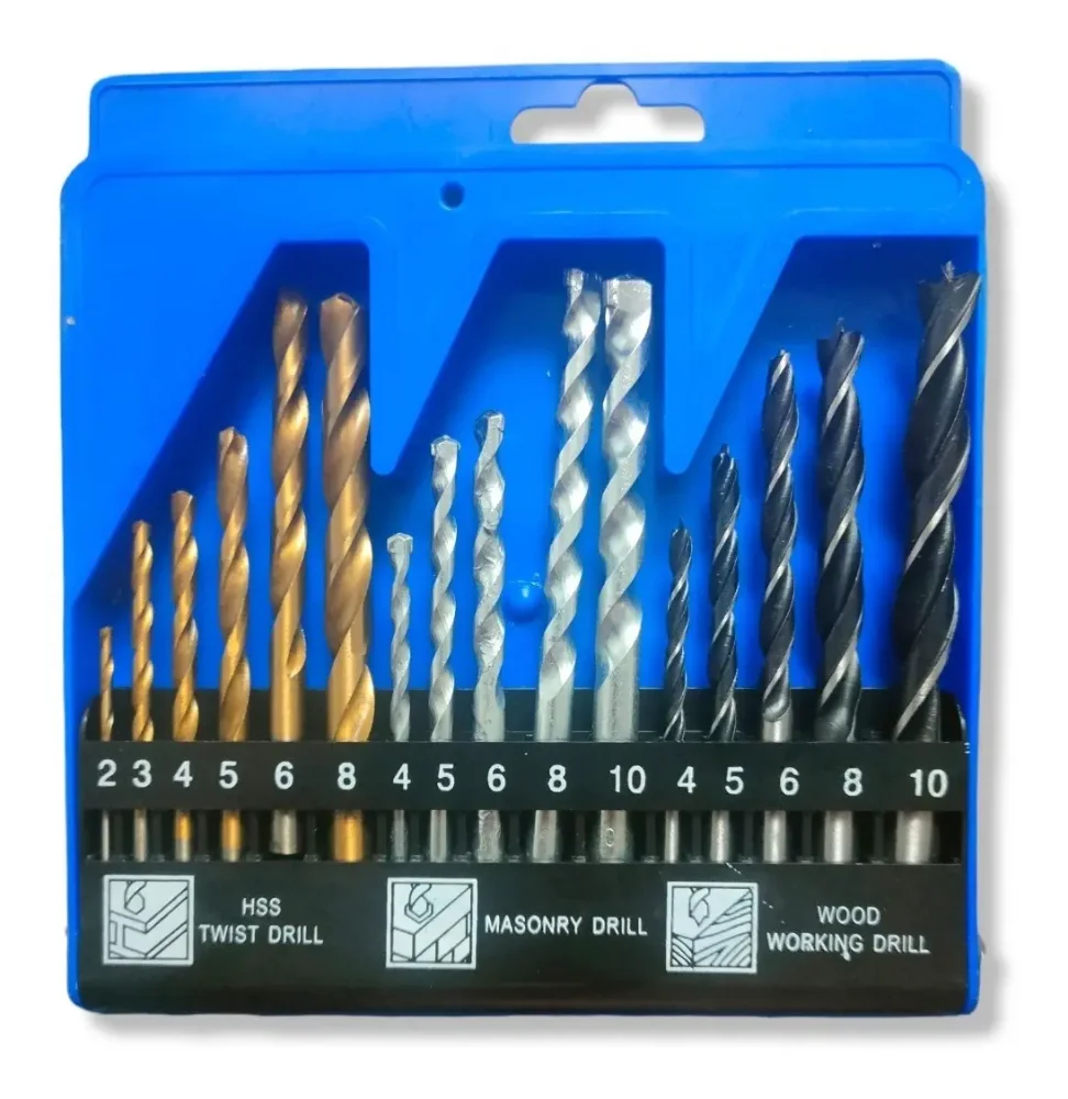 Juego Kit Brocas Metal Concreto Madera 16 Piezas Herramienta