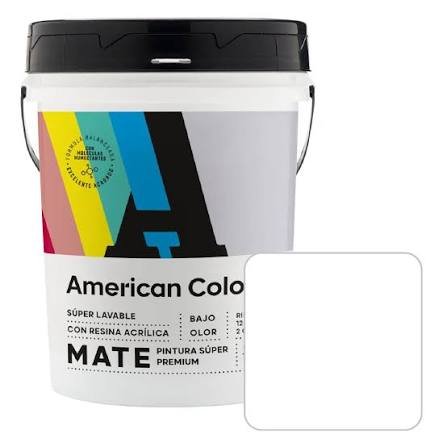 BALDE PINTURA AMERICA COLOR BLANCO MATE 4GL