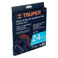 DISCO DE LIJA 7" CON RESPALDO DE FIBRA GRANO 24 TRUPER 100129