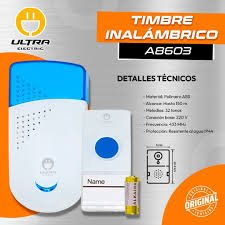 TIMBRE INALAMBRICO ULTRA ELECTRIC 150 MTS MAX ALCANCE