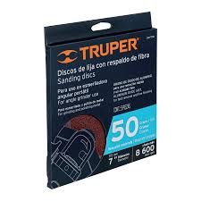 DISCO DE LIJA 7" CON RESPALDO DE FIBRA GRANO 50" TRUPER  100161