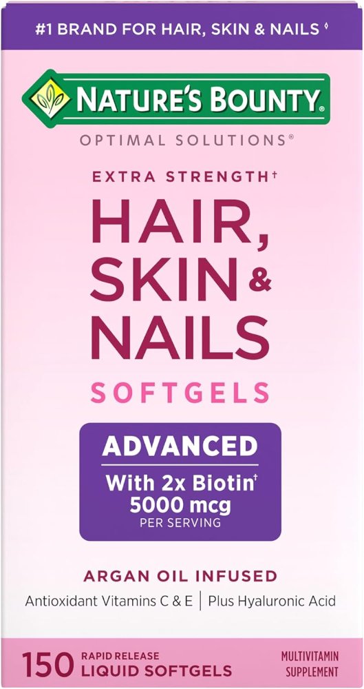 Natures Bounty  colageno biotina vitamina c y D ácido hialuronico 150 perlas