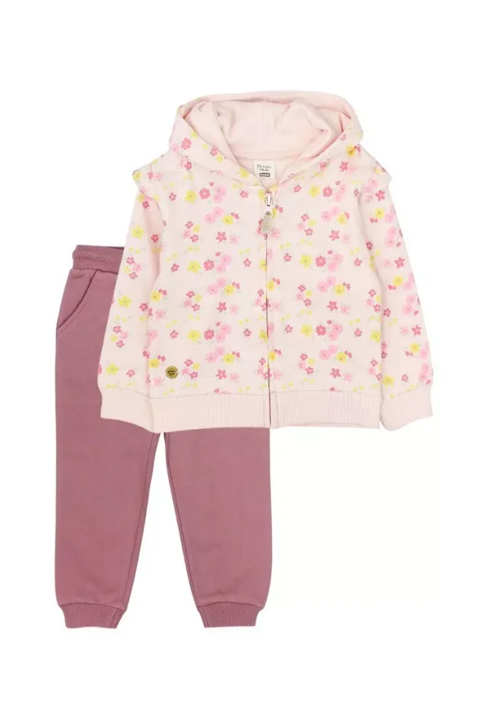 Conjunto 2 piezas beig flores 6m