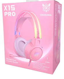 Audífonos gamer onikuma x15 pro con luces rgb rosas