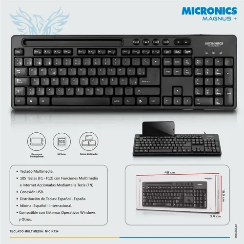 TECLADO USB MICRONICS MAGNUS+