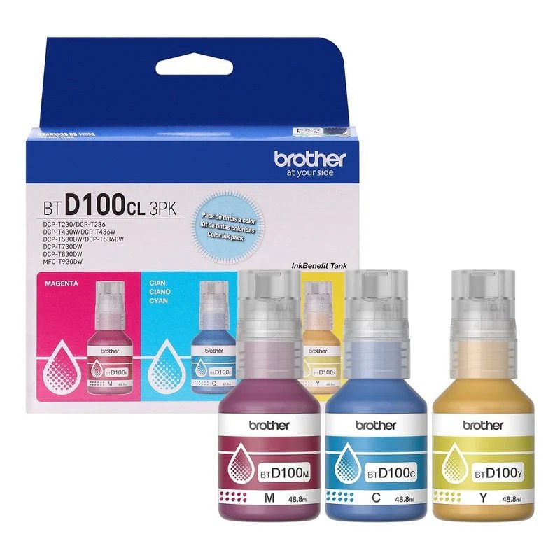 Tinta Brother Pack Colores CMY BT-D100CL