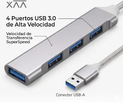 Hub de puertos 4 bocas con cable tipo C
