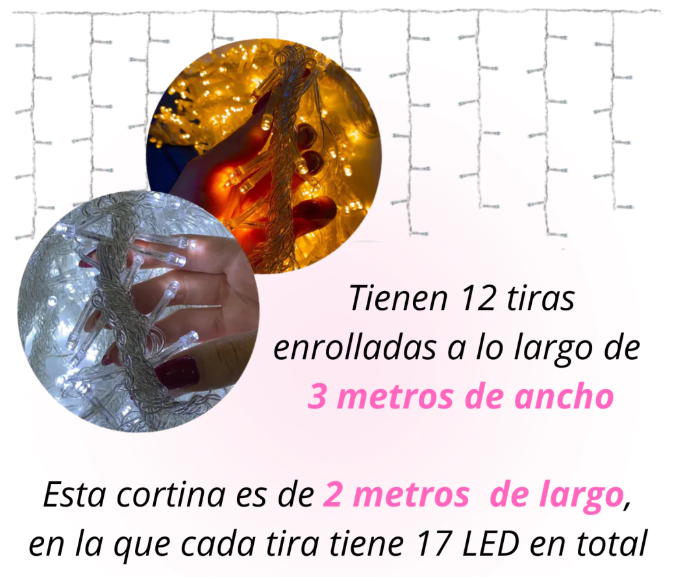 Cortina led 3x2 cálida