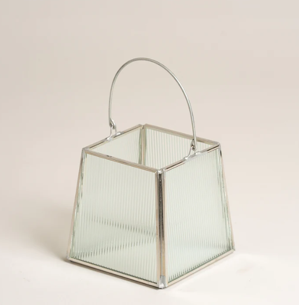 Fanal Vidriado Plateado 9x9x10cm