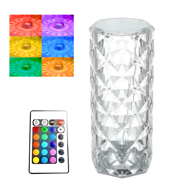Lámpara luz led multicolor simil cristal tubo con sensor tactil(Cilindro)