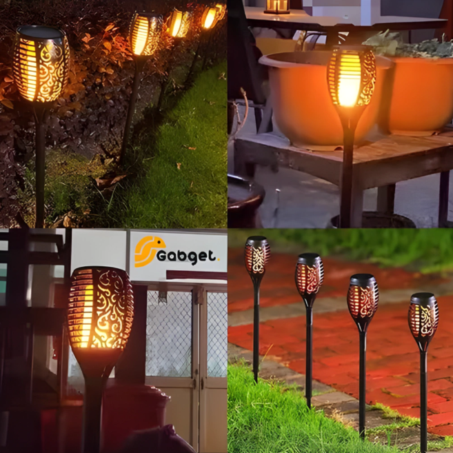 Luz Antorcha Grande Efecto Fuego Luz Solar Exterior