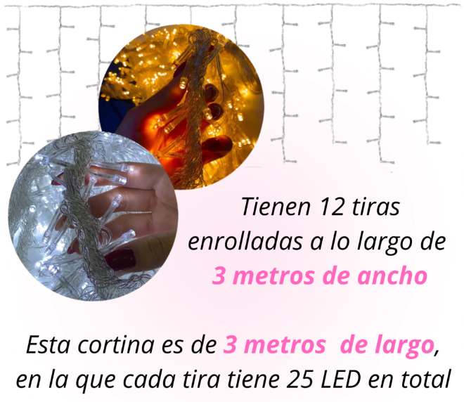 Cortina led 3x3 cálida