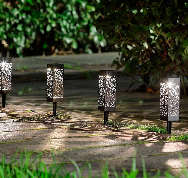 Lámpara Solar Estaca Rectangular Luz Cálida