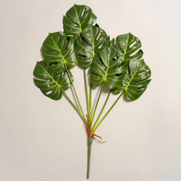 Planta artificial monstera con 7 hojas unidas 22 cm