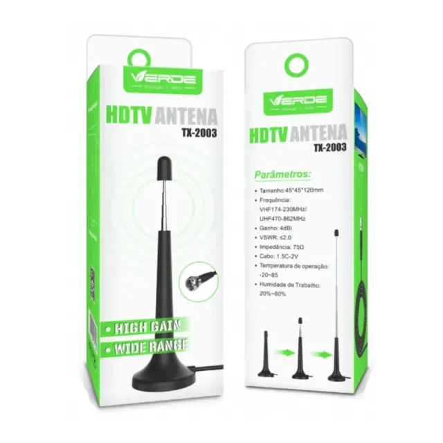 Antena HD de TV Digital 3 Metros - Verde