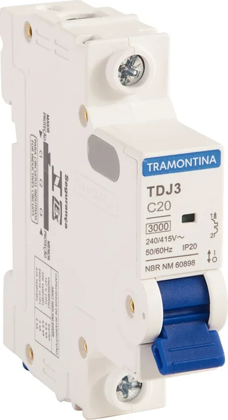 Mini Disjuntor TDJ3-1C20 1P 20A 3KA Tramontina
