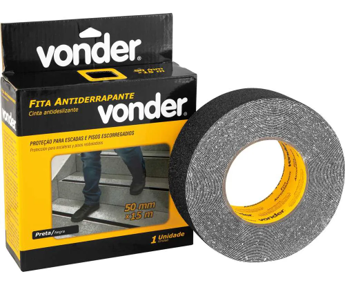 Fita Anti Derrapante Para Escada 5m 50mm Preto Vonder