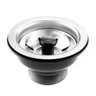 Válvula de Pia Americana 3.1/2’’ Inox com Pino Plástico Preto Pádova