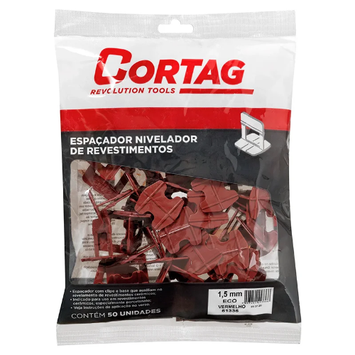Nivelador de Piso ECO 1,5 mm Vermelho Pacote com 50 Peças Cortag
