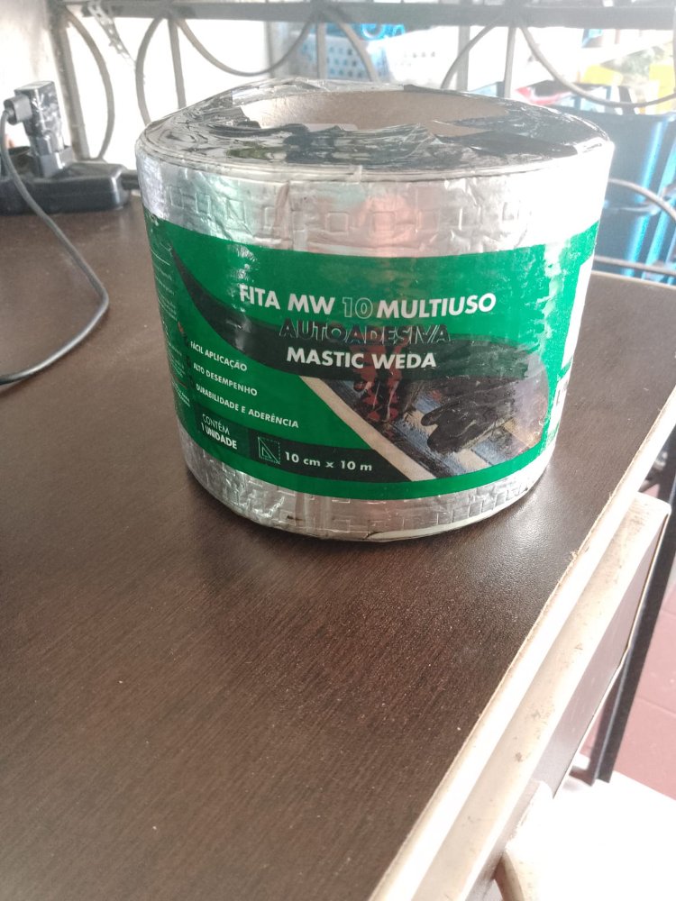 Fita Manta Asfáltica Auto Adesiva Multiuso Telhado Rufo Calha Metal 10cm x10m