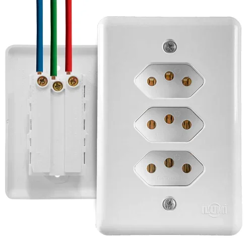 Ilumi Conjunto 3 Tomadas 2P+T 10A 250V Monoboloco Stylus Ilumi
