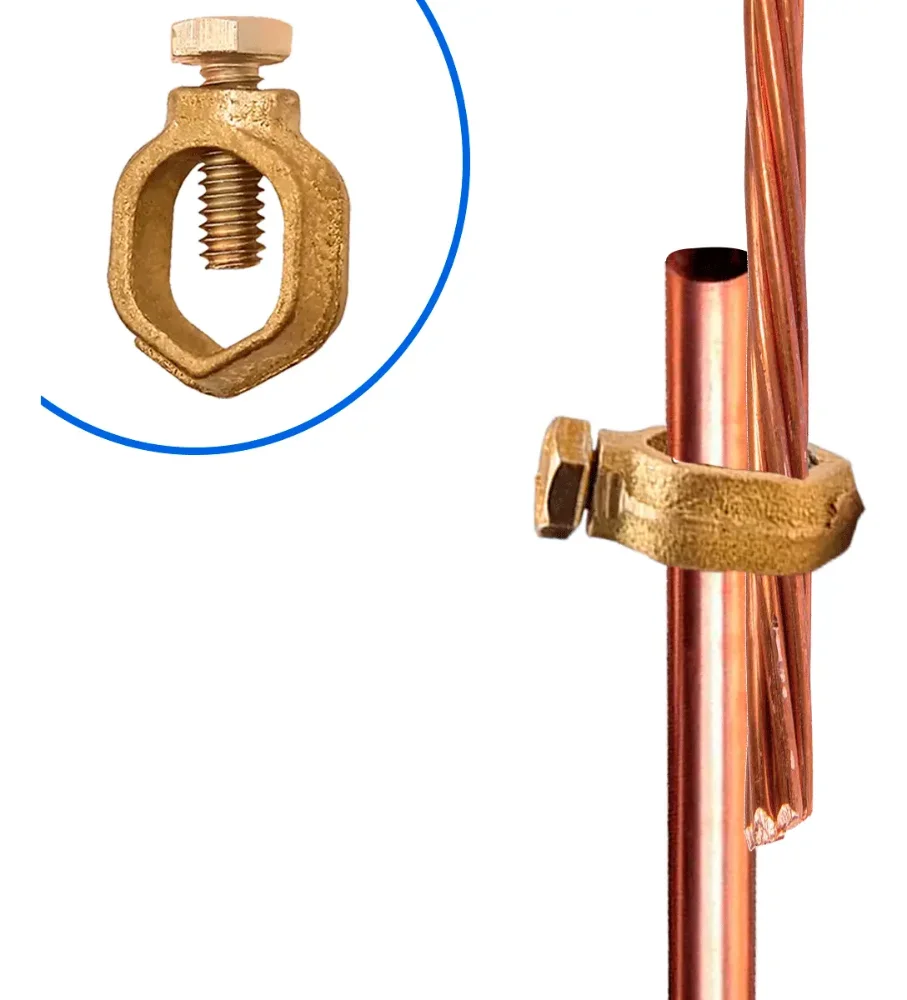 Grampo Aterramento Conector Haste Terra 1/2 a 5/8 para Cabos 6-50mm²