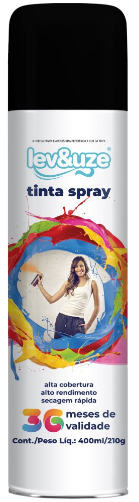 TINTA SPRAY USO GERAL 400ML PRETO BRILHANTE - LEVEUZE