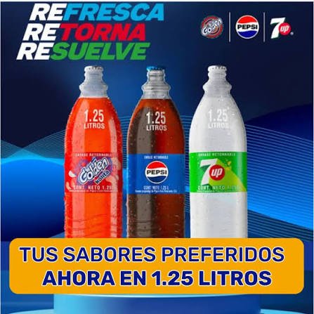 PEPSI RETORNABLE 1.25L PEPSI, KOLITA, 7UP, MANZANITA