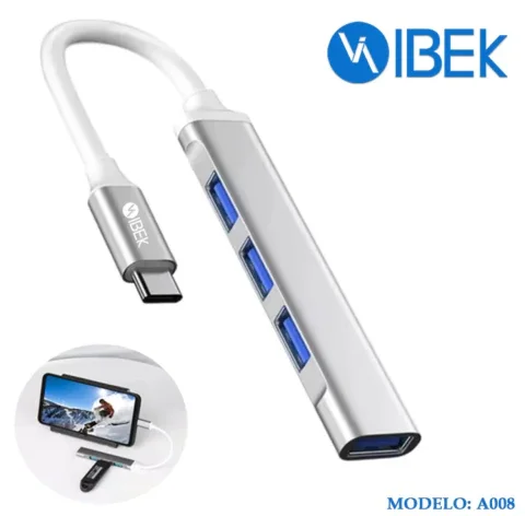 Hub USB C 4 en 1 USB3.0 y USB2.0*3 IBEK