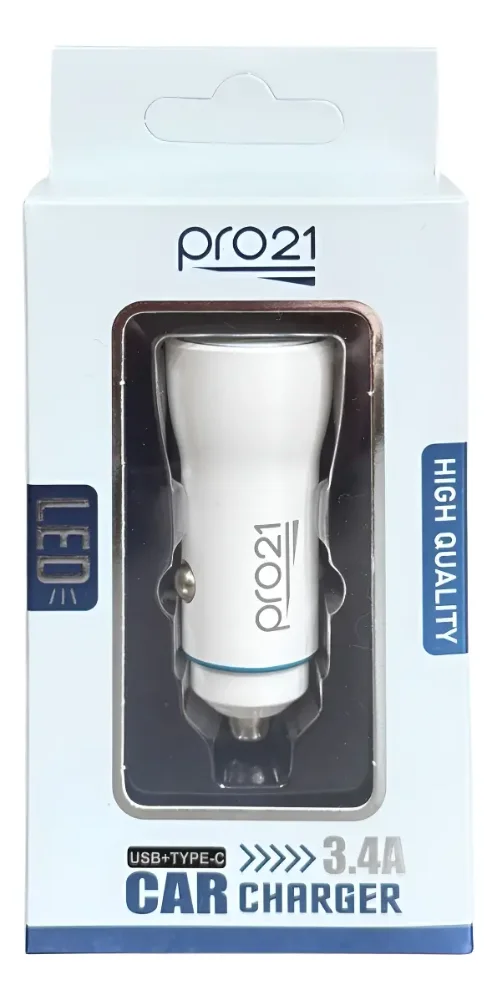 Cargador de auto PRO21 USB+Tipo C