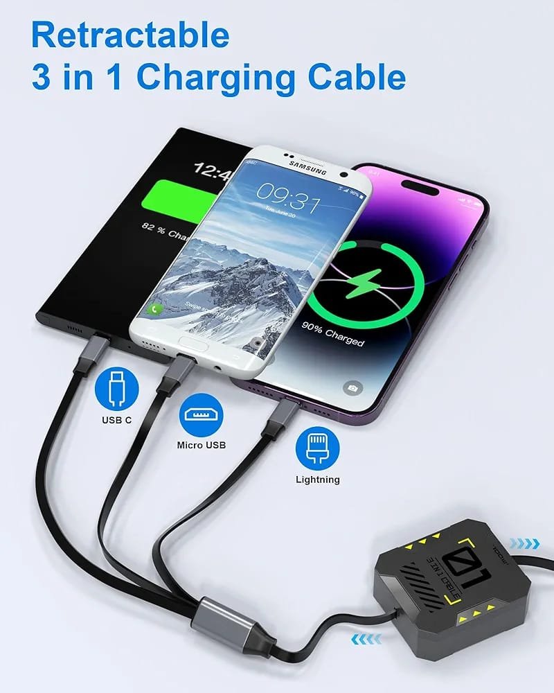 Cable de carga múltiple retráctil 3 en 1  EP-QDL1