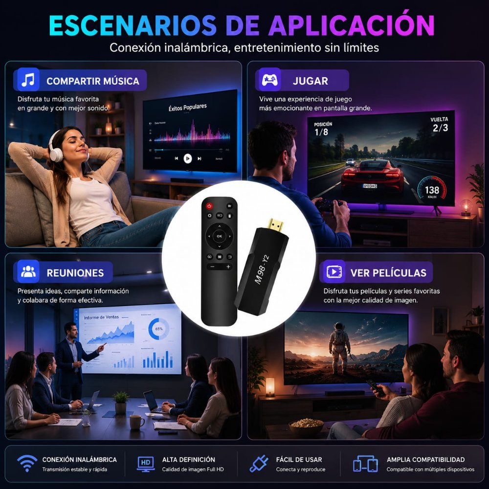 SMART TV STICK ANDROID TV WiFi – CON ASISTENTE DE GOOGLE Y CHROMECAST EP-STB7