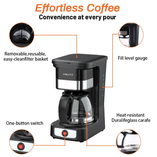 Cafetera SOKANY – 0.75 L (6 tazas) SK-04045