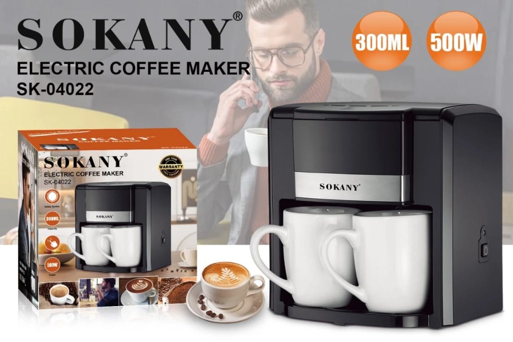 Cafetera eléctrica + 2 tazas  SK-04022