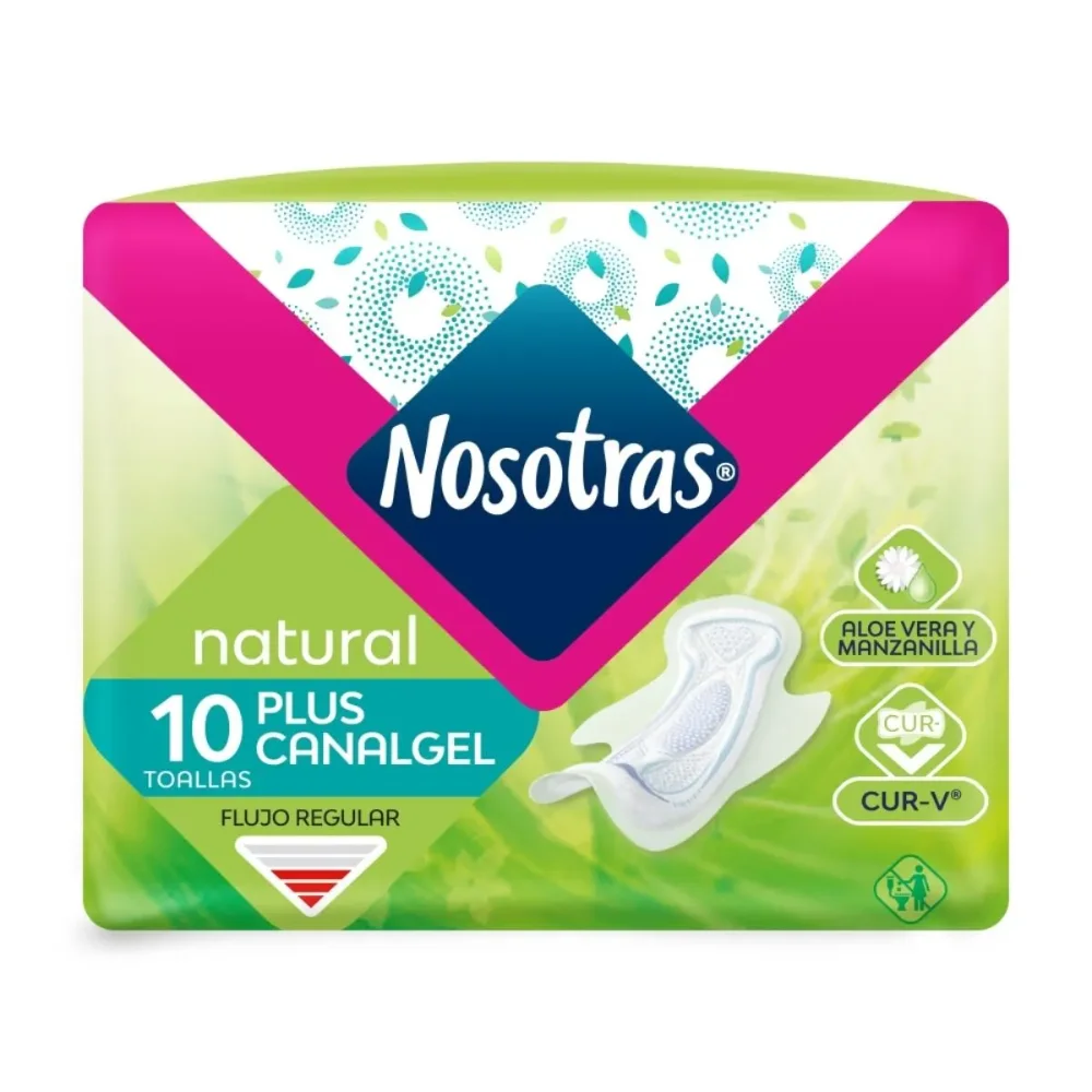 NOSOTRAS NATURAL-V CON ALAS 10 TOALLA PAQUETES