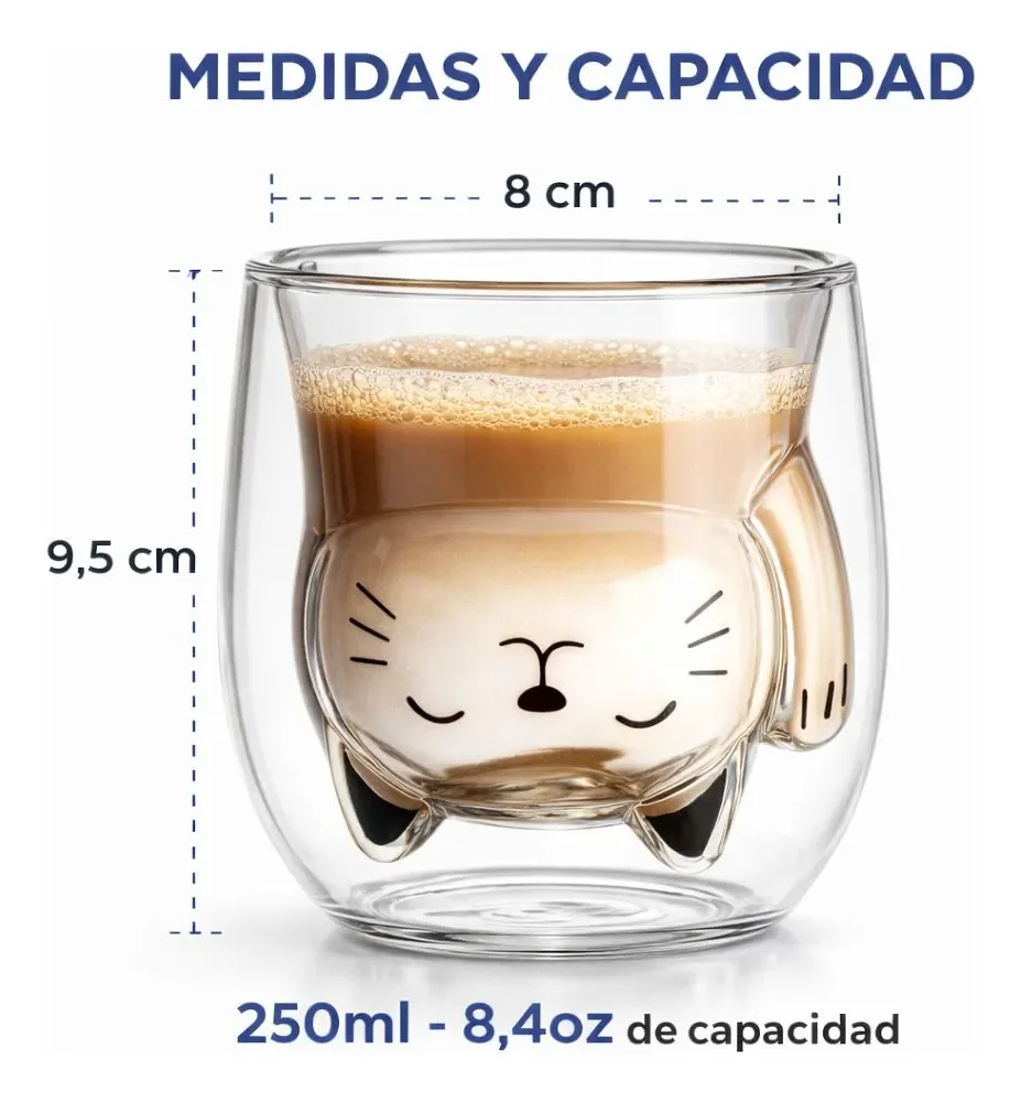 VASO DE DOBLE PARED DE GATOS X 2