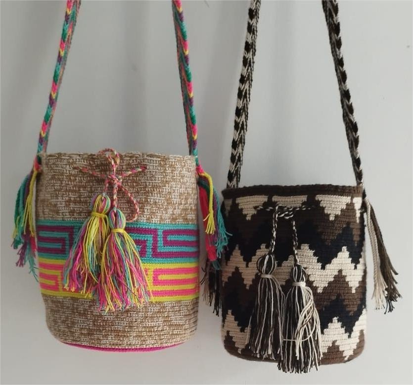 Mochila wayuu mediana con diseño