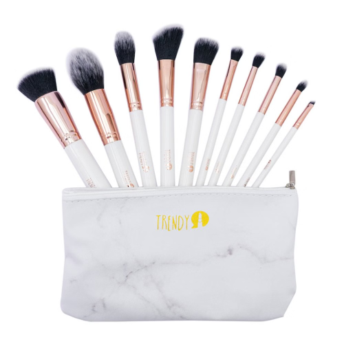 ESTUCHE DE BROCHAS MARMOL BLANCO - TRENDY