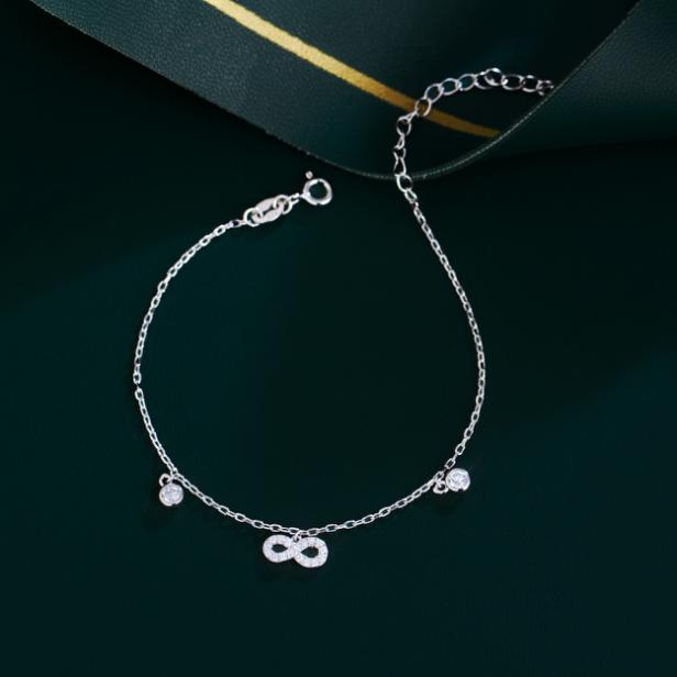 Pulsera de plata - INFINITO CON PIEDRAS - SB029