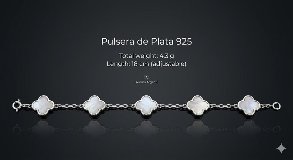 Pulsera de Plata - VAN CLEEF GRIS - P-0004