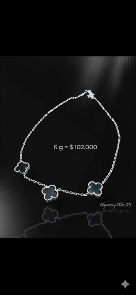 Cadena de Plata -VAN CLEEF Negro - C-0010