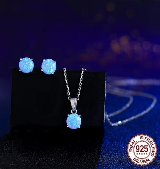 Set (cadena y aretaes)-41+5cm-Plata-ST027